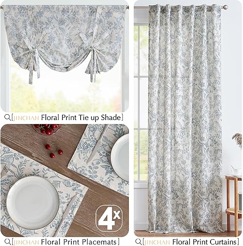 Miniatura 6 de jinchan Juego de 4 manteles individuales de lino con diseño floral de otoño, rústico, estilo campestre botánico, al aire libre, para cocina,