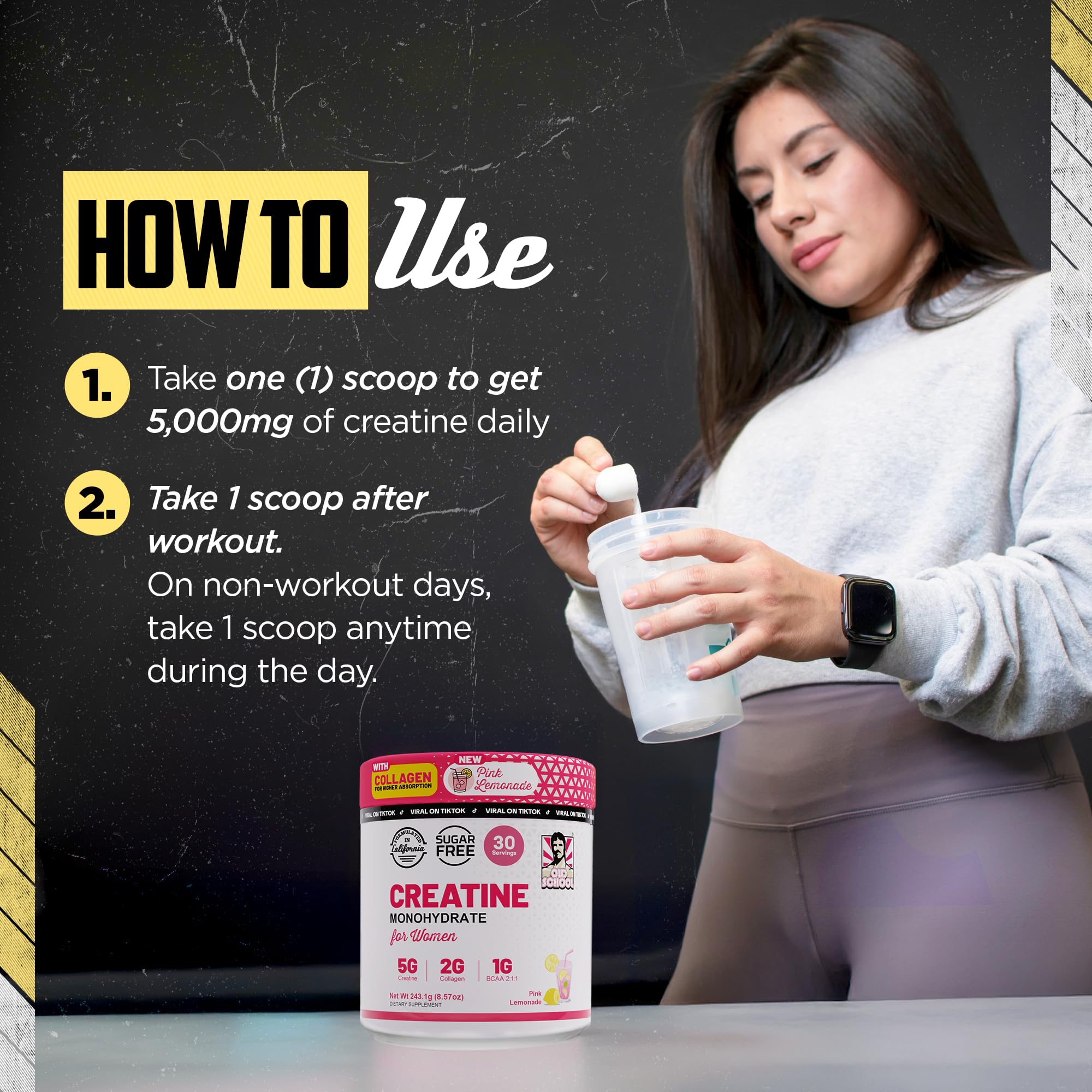 Old School Labs Creatine for Women with Collagen and BCAA, Pink Lemonade — Amazon image 9