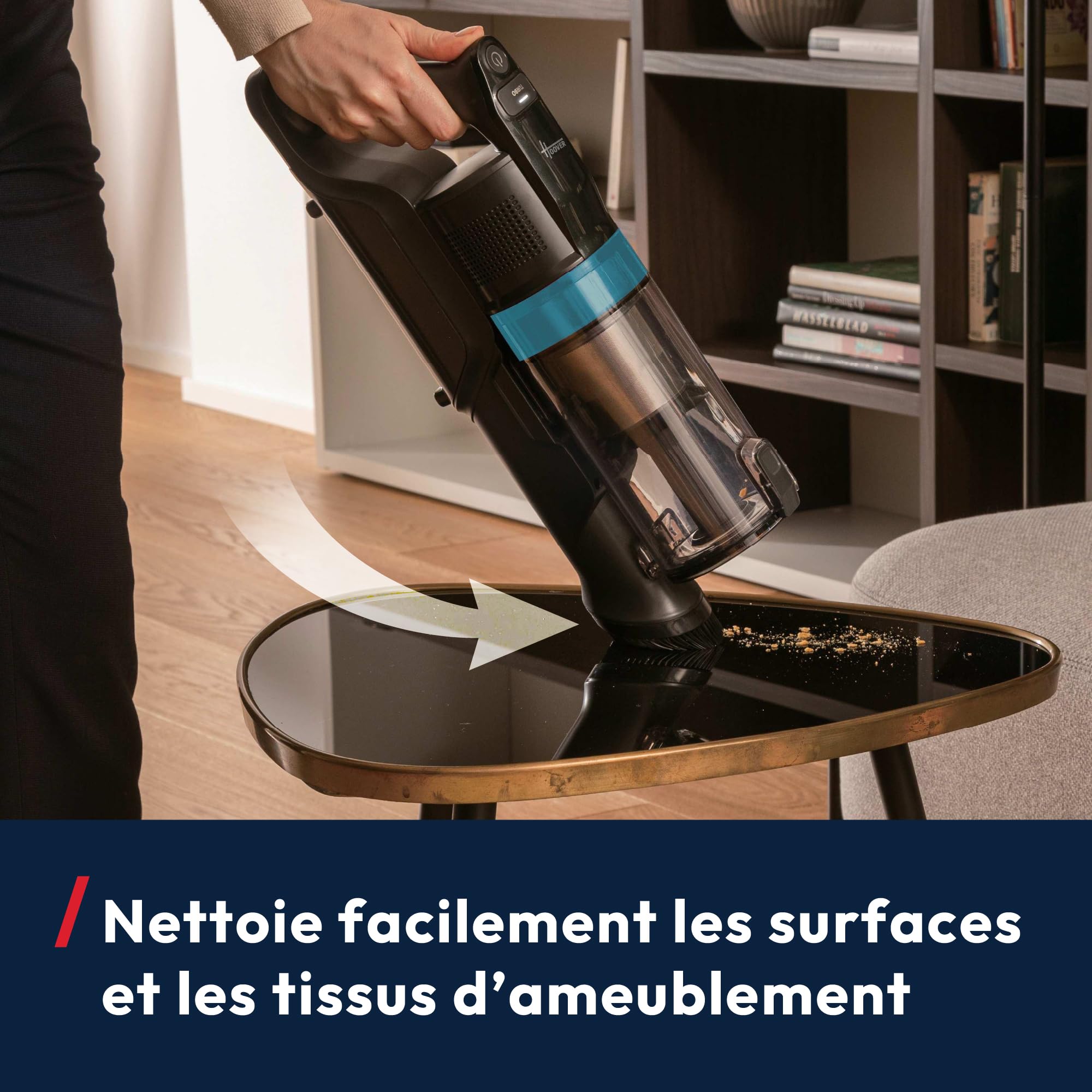 Hoover HF1 Plus Flexi Aspirateur Balai | 45 Min + Brosse Animaux | Tube Flexi Sous Meubles, 2 Modes (Standard & Turbo), Brosse Anti-Twist, Buse LED, QuickPark, Tous Sols