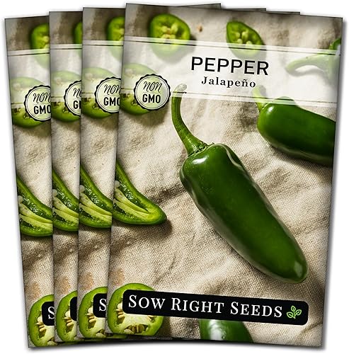 Sow Right Seeds - Semilla de pimienta de jalapeño para plantar - Paquete de reliquia sin OMG con instrucciones para plantar un huerto casero al aire