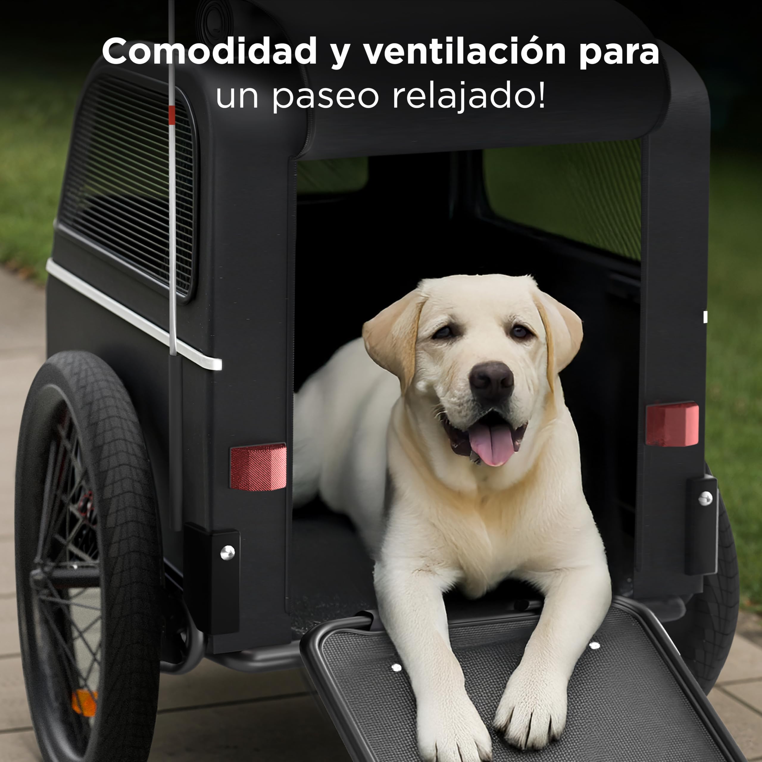 Remolque para Perros XL – Carrito Plegable con Rampa, Amortiguación, Enganche y Reflectores – Impermeable – hasta 45 kg – Compatible con Bicicleta Eléctrica