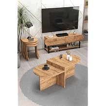 Tv Sehpas   nitesi Tekli Orta Sehpa 3'L  Zigon Sehpa Set    r n Atlantik  am