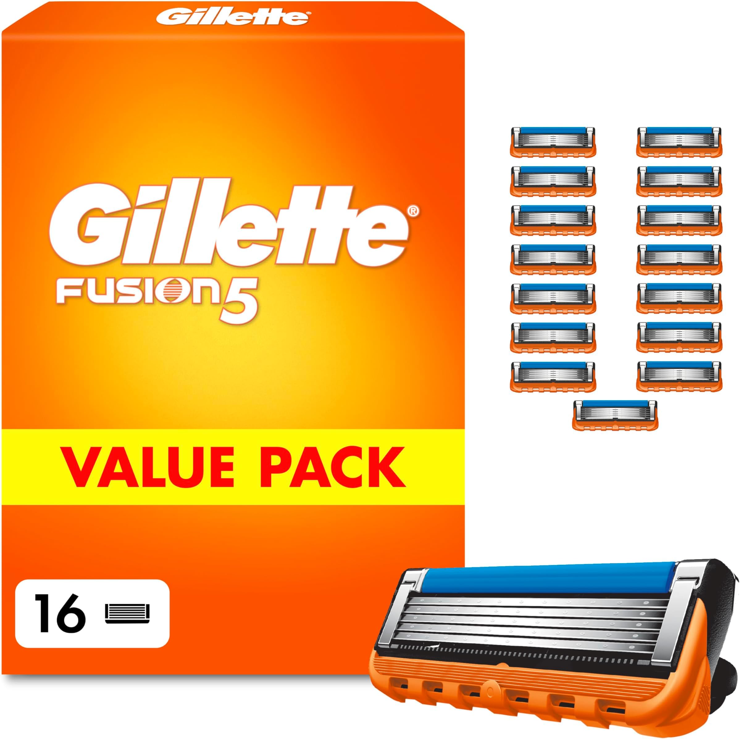 Fusion5 Razor Blades Men, Pack of 16 Razor Blade Refills with Precision Trimmer, 5 Anti-Friction Blades (Packaging May Vary)