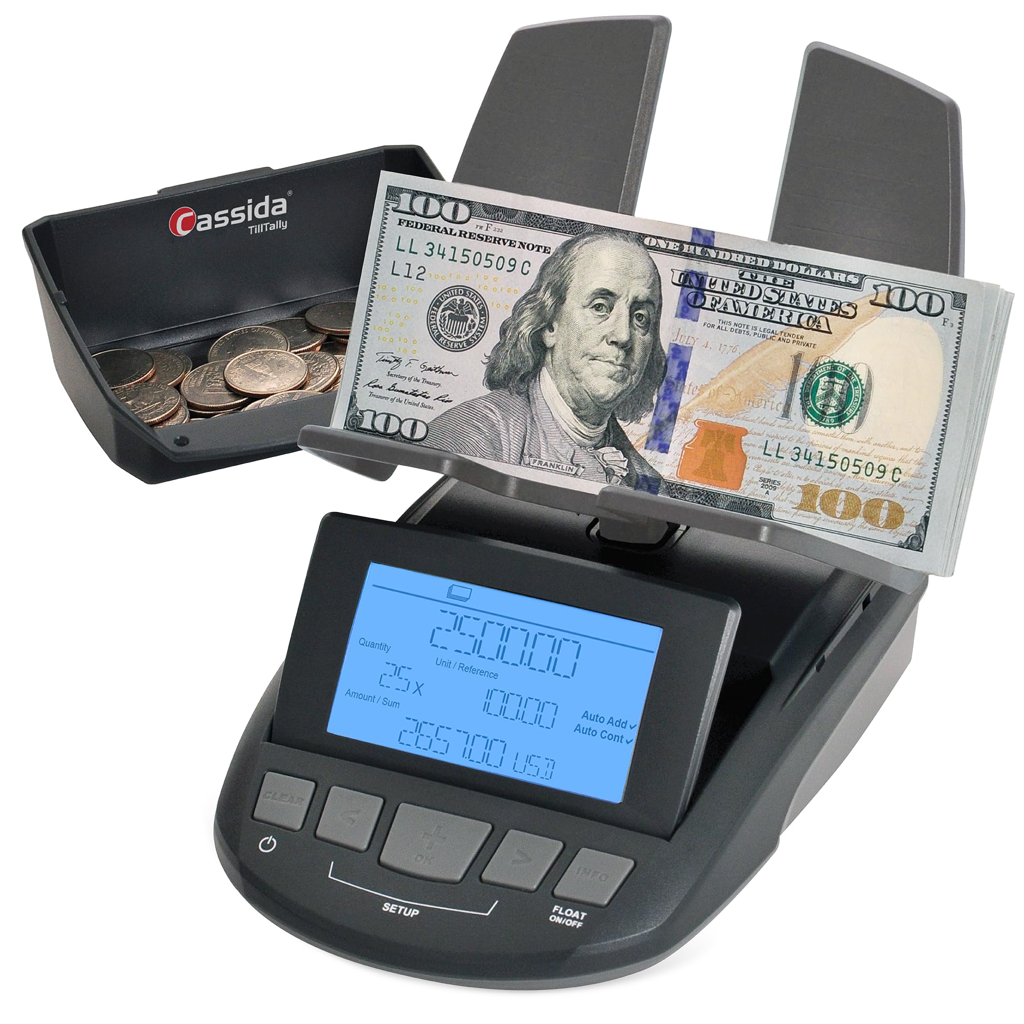 Cassida Professional Money Counting Scale Bill Counter (Till Tally), 1 Pack, Black