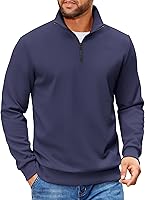 COOFANDY Men's Quarter Zip Pullover Sweatshirt Lightweight Long Sleeve Mock Neck Polo Sweater