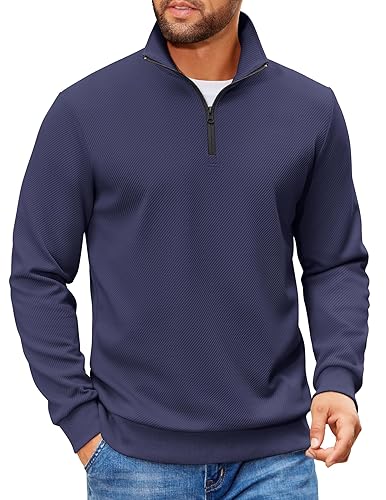 COOFANDY Mens Quarter Zip Pullover Sweatshirts Lightweight Long Sleeve Mock