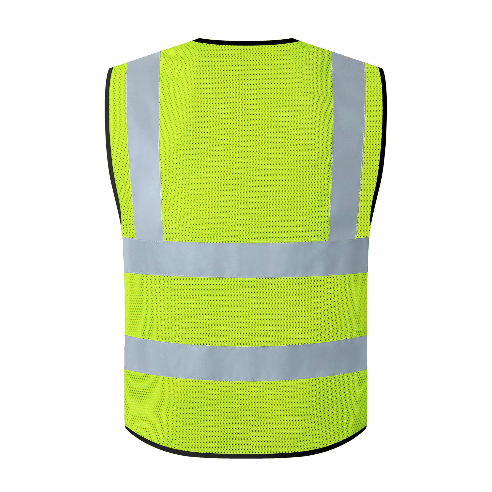 Chaleco de seguridad reflectante para hombres y mujeres con bolsillos y cierre frontal, cumple con las normas ANSI/ISEA