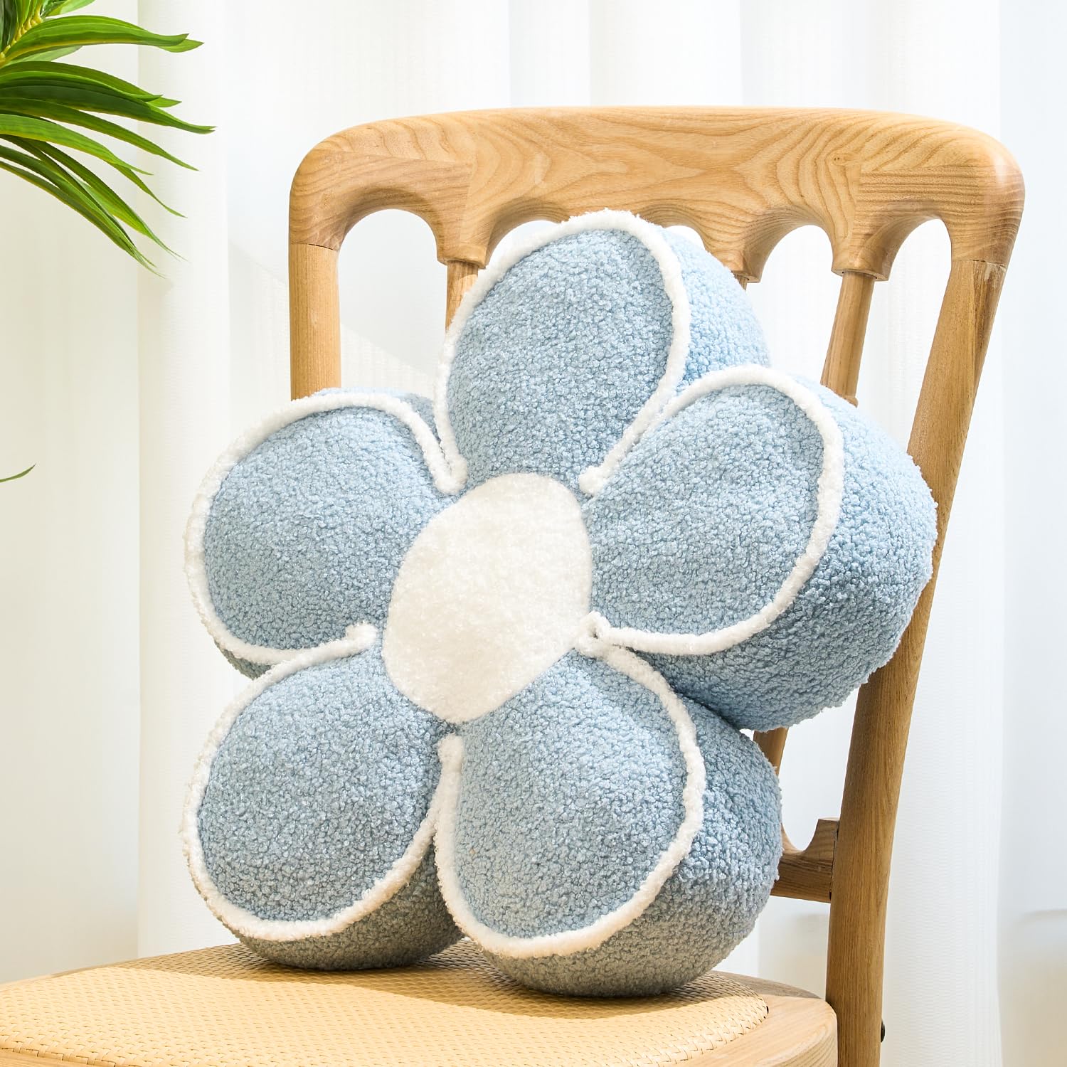 Sioloc Flower Shaped Pillow Blue
