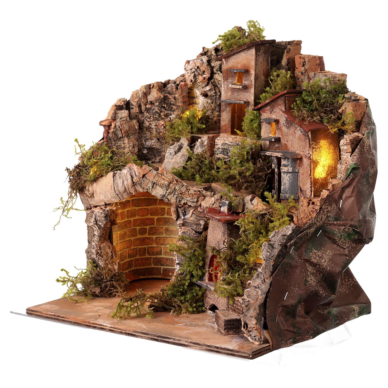 Holyart Crèche Napolitaine: Décor avec étable et Four 40x35x30 cm crèche napolitaine 10-12 cm
