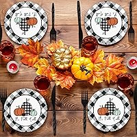 Vista 6 de Whaline Juego de vajilla desechable de 175 piezas de otoño de Acción de Gracias, 50 platos de papel, 25 servilletas, taza de papel, tenedor