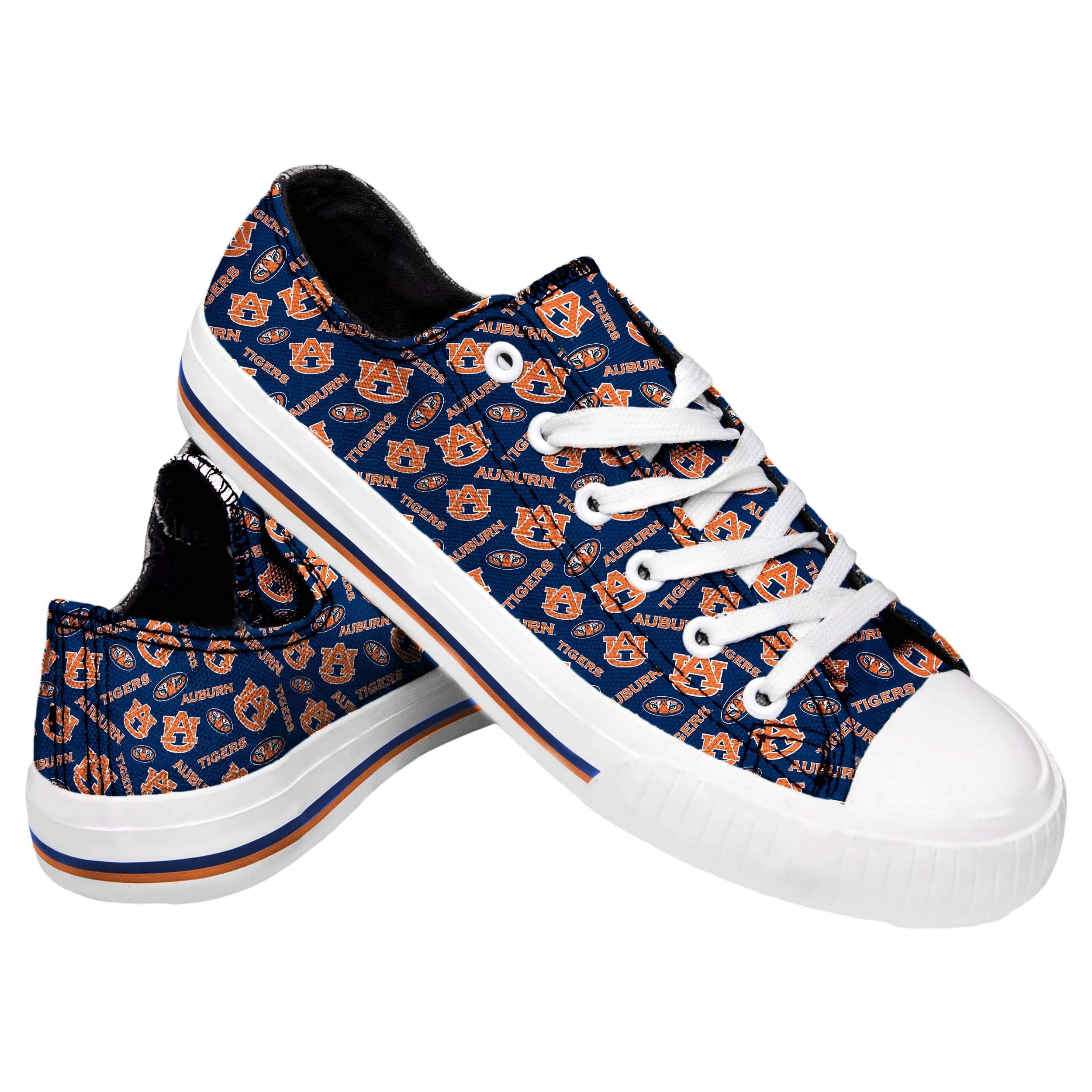 FOCO Auburn Tigers NCAA Womens Low Top Repeat Print Canvas Shoes - 10