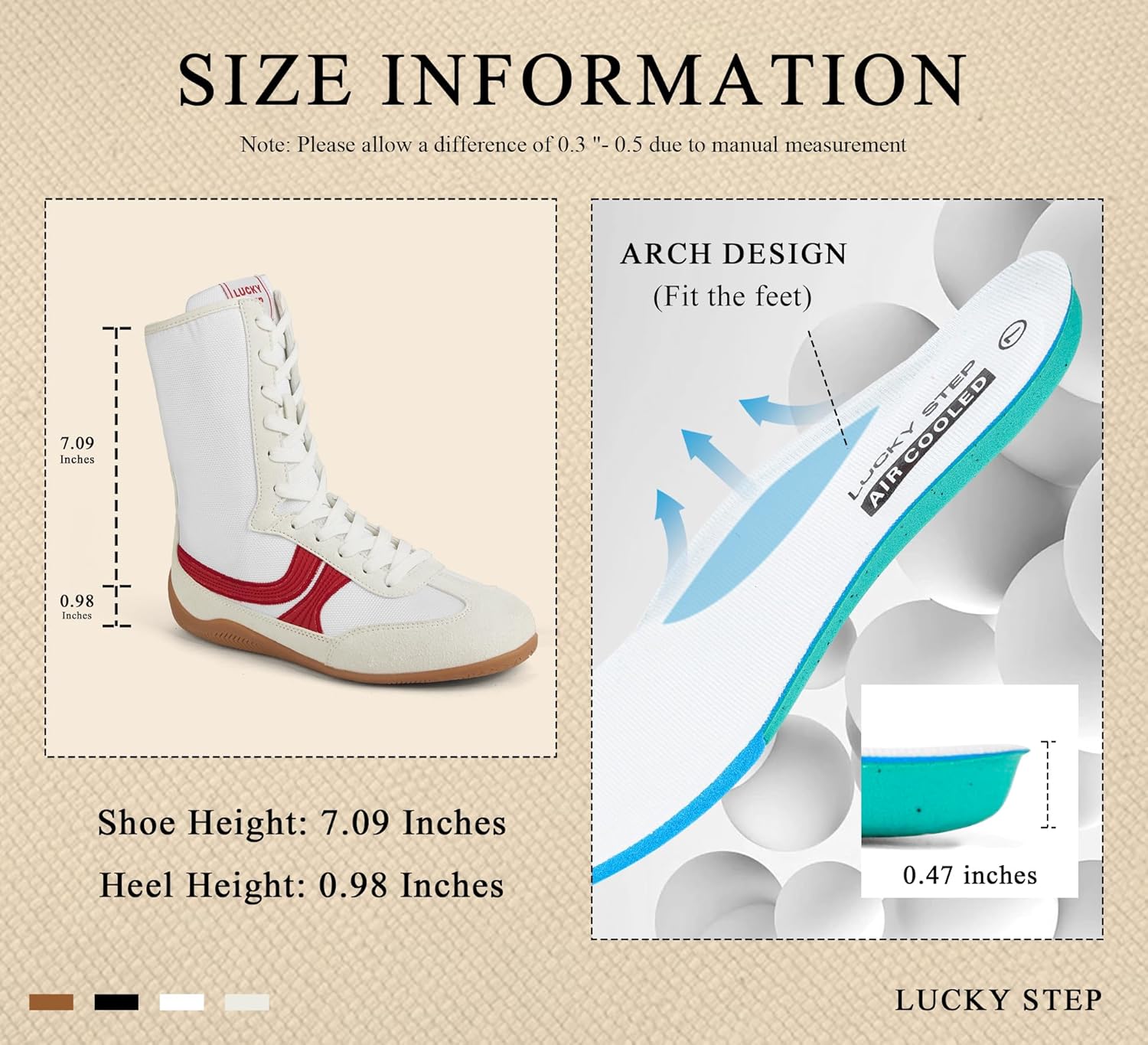 LUCKY STEP Women's High Top Fashion Boots Casual Retro Comfortable Shoes Lace Up Training Sneakers - Image 6