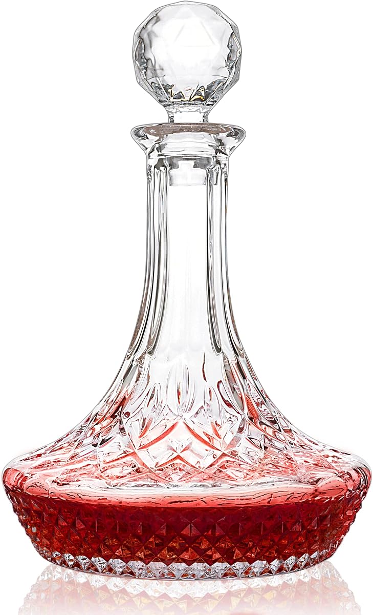 KANARS Wine Decanter Carafe Crystal Liquor Wine Pitcher with Stopper