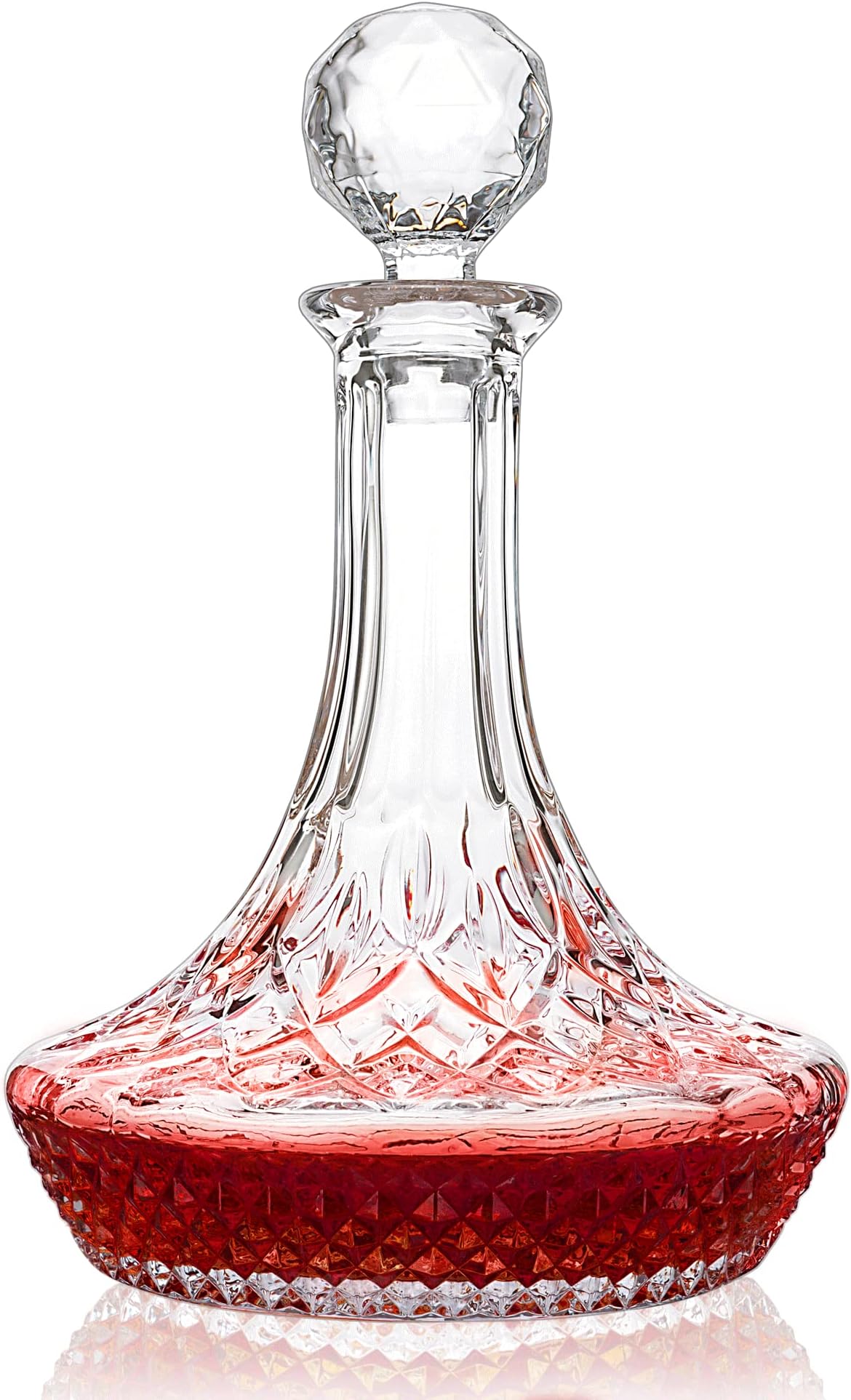 KANARS Wine Decanter Carafe, Hand-Blown Red Wine Decanter Aerator 1250ml/42oz, Crystal Liquor Wine Pitcher with Stopper for Home Bar Dinner