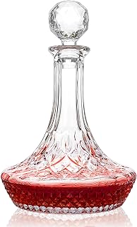 KANARS Weinkaraffe, mundgeblasener Rotweindekanter, Belüfter, 1250 ml, Kristall-Likör-Weinkrug mit Stopfen für Zuhause, Bar, Abendessen