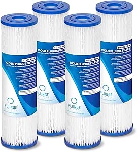 Cold Plunge Water Filter Cartridges, 50 Micron Sediment Filters for Ice Bath & Cold Plunge Tubs, Universal 10” x 2.5” Water Filter Replacements, Under Sink & Whole House Systems, 4-Pack