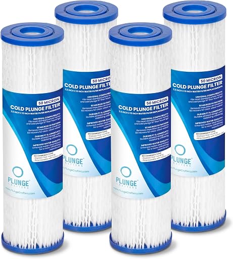 50 Micron Sediment Filter Cartridges for Cold Plunge Bath, 10x2.5" 4 Pack (ASIN B0DF5VTWZJ), rank #8 by monthly sales volume for 'Cold Plunge' on Amazon