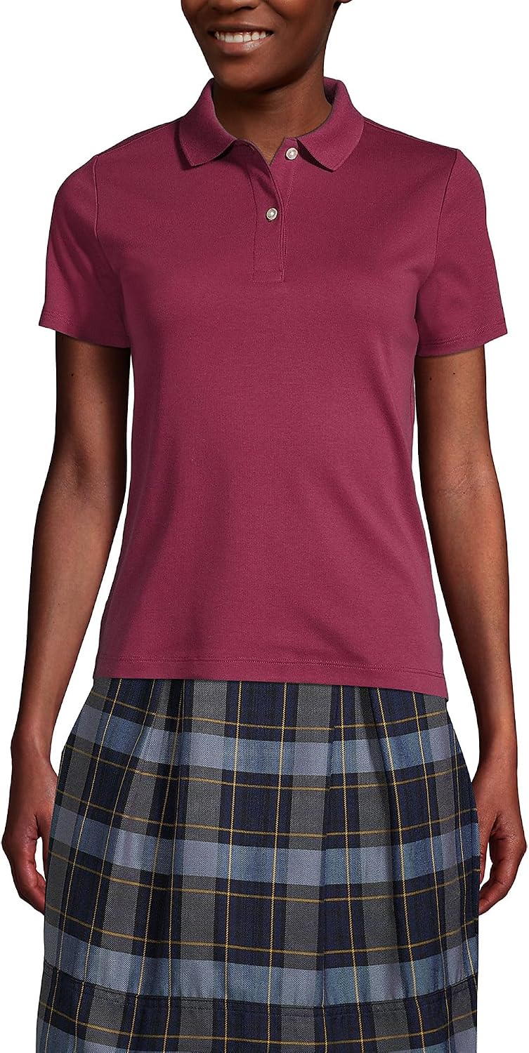 Lands' End School Uniform Women's Short Sleeve Feminine Fit Interlock Polo Shirt