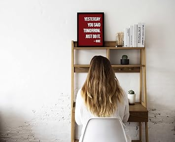 Inkdotpot Motivational Wall Art, Yesterday You Said Tomorrow. Just Do It.-Nike 8x10-inch Inspirational Success Quotes Home/Office Gift Wall Decor Print, 1-Pack, With BLACK FRAME