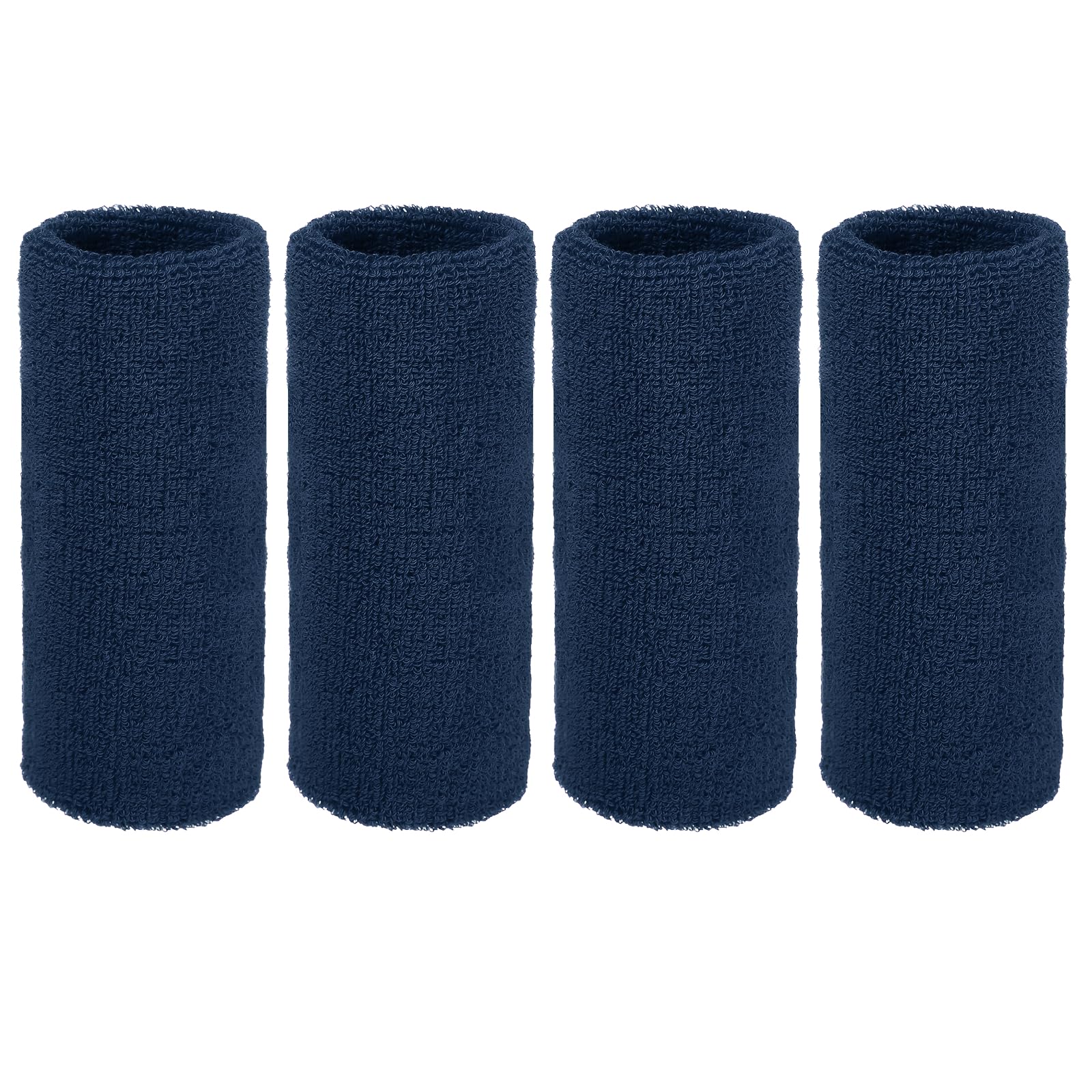 YELARXI Wristbands Sweatbands, Wrist Bands for Sweat Sports Wristbands 6x3 in & 4 Pack & Navy Blue-Fitting for (Tennis/Basketball/Football/Running/Working Out/Men & Women)