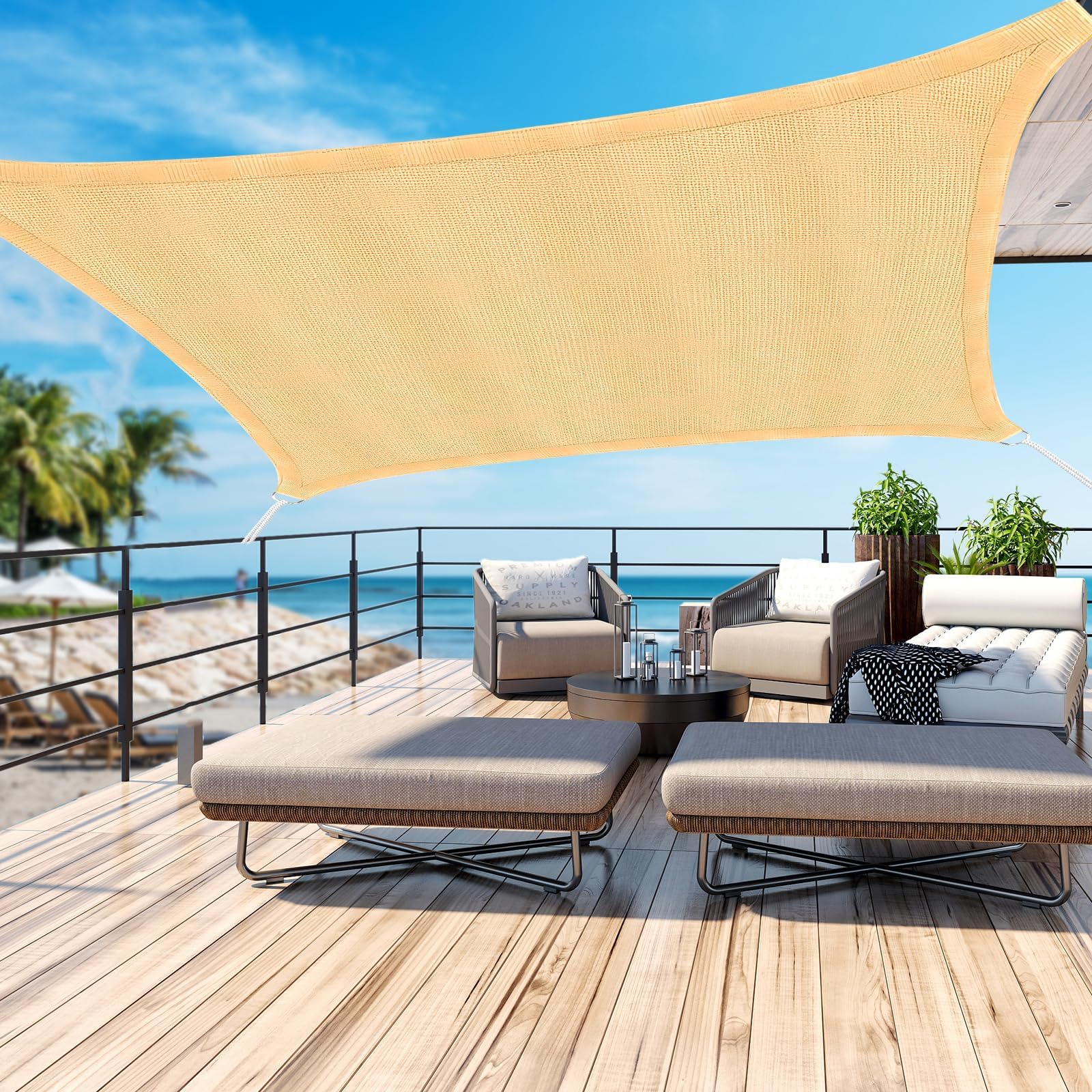 Ninonly Sun Shade Sails for Patio Outdoor 3x4 M Rectangle Sunshade Cover Sun Canopy UV Blocking for Beach Garden Backyard Swimming Pool Outdoor Activities