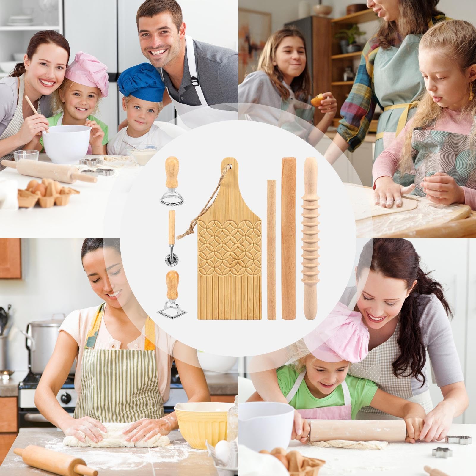 Ravioli-Stempel 7 Stück Lebensmittelechter Holz Handstempel | Französische Nudelrolle Für Teigtaschen Nudelteig Teig Gebäck Küche Kochen Haushalt Restaurant Gewerbliche