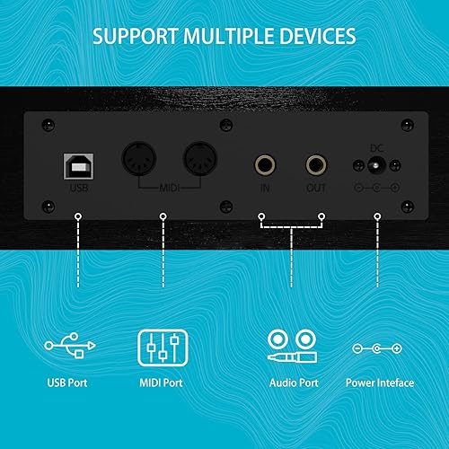 Miniatura 4 de Pipleo Piano digital de 88 teclas con peso de teclado, acción de martillo con piano eléctrico de tamaño completo, teclas ponderadas con Midi, USB,