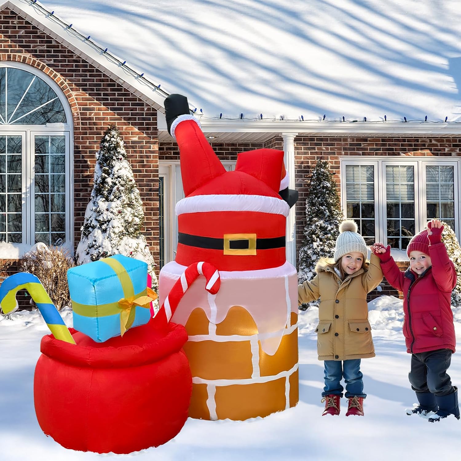 OurWarm 5FT Christmas Inflatable Decoration, Outdoor Inflatable Santa with Built LED Lights, Outdoor Festive Decoration Decoration for Yard, Lawn, Garden and Party - Image 5