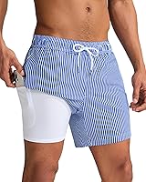 MaaMgic Men's 5" Swim Trunks with Compression Liner - Quick Dry No-Chafe Bathing Suit, Zipper Pockets Board Shorts