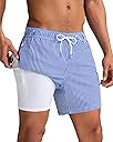 maamgic Mens Swim Trunks with Compression Liner 5 Inch, Quick Dry Bathing Suit with Zipper Pockets, No-Chafing Swim Shorts
