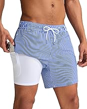 maamgic Mens Swim Trunks with Compression Liner 5 Inch, Quick Dry Bathing Suit with Zipper Pockets, No-Chafing Swim Shorts