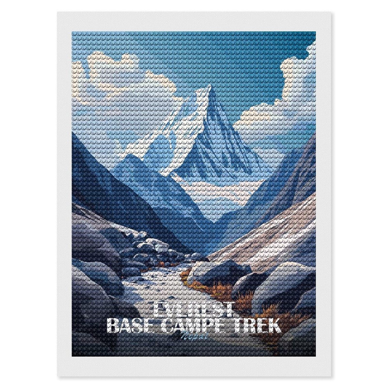Junmoney Everest Base Camp Trek Nepal Diamond Painting Canvas Kit 12"x16", Round Gems, Living Room Decor, Seasonal Gift Choice, Modern Decor