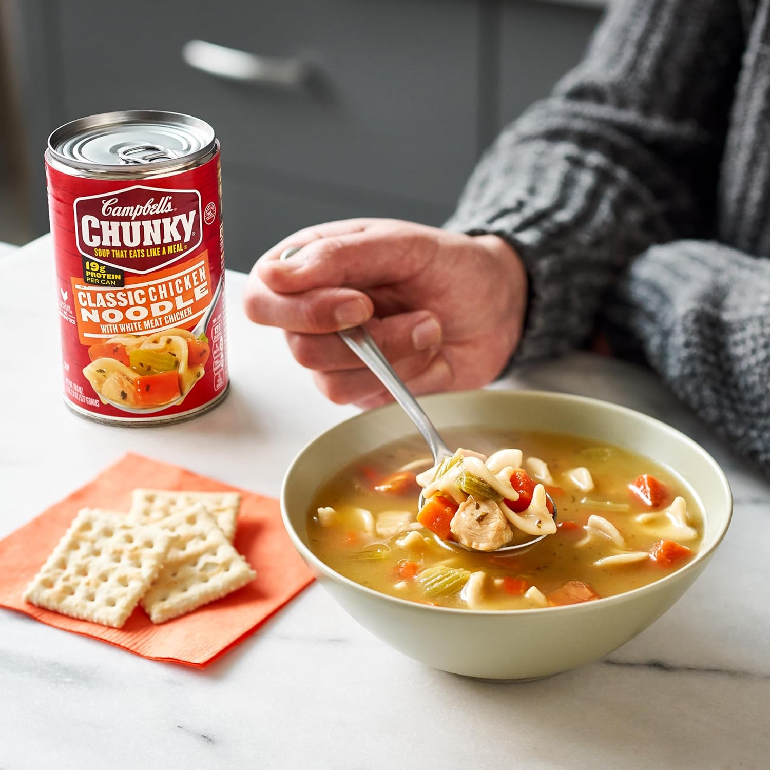 Campbell's Chunky Classic Chicken Noodle Soup, 18.6 oz Can (12 Pack)