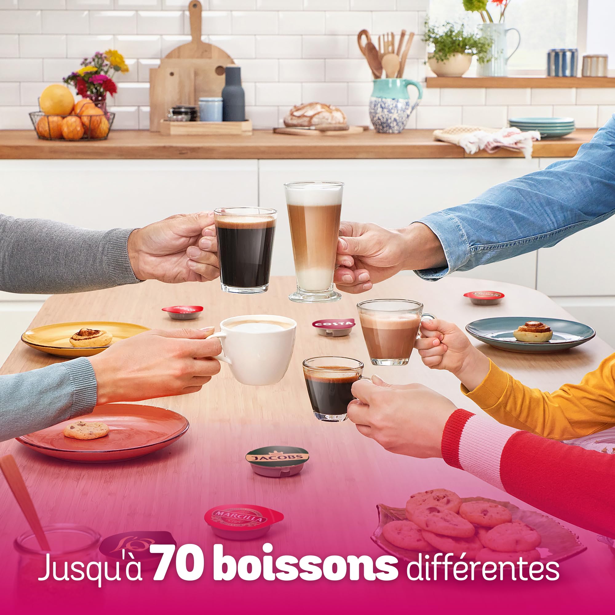 Bosch Machine à café multi-boissons Tassimo Happy friendly, TAS103E, plus de 70 boissons chaudes, OneTouch, cafétière à dosettes, Intellibrew, rouge