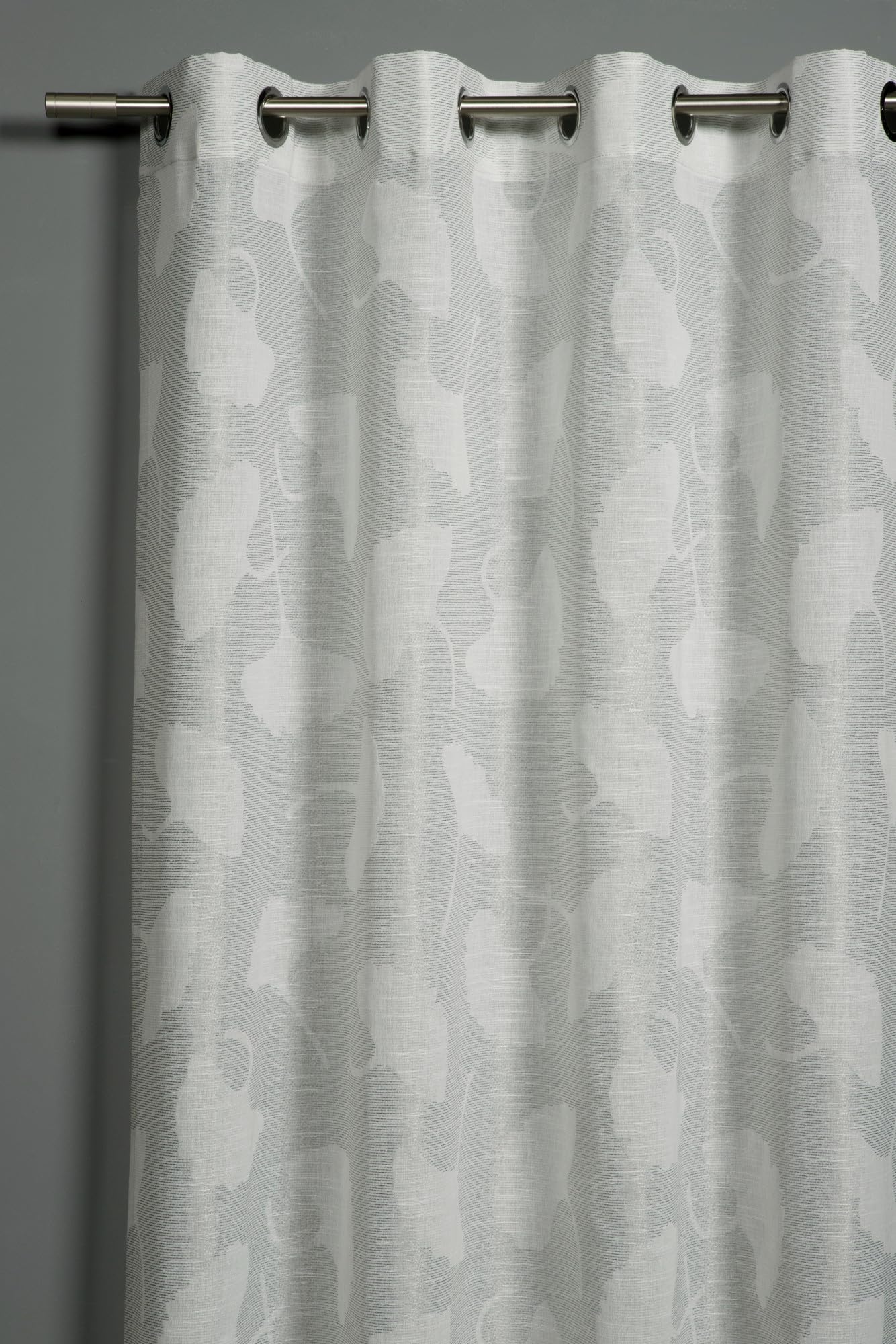 Rideau ginkgo gris translucide opaque 140x48 cm pour petite fenêtre