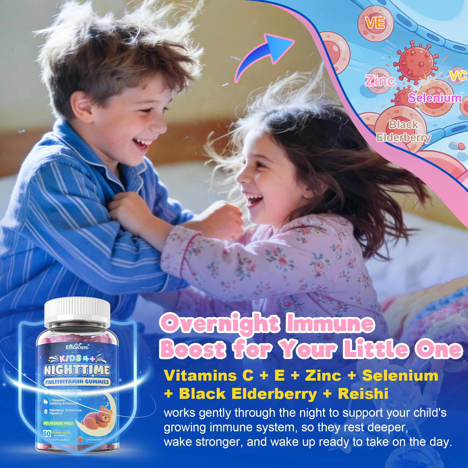 Kids Sleep Gummies Magnesium Glycinate + Multivitamin, No Melatonin, 120Cts — Amazon image 5