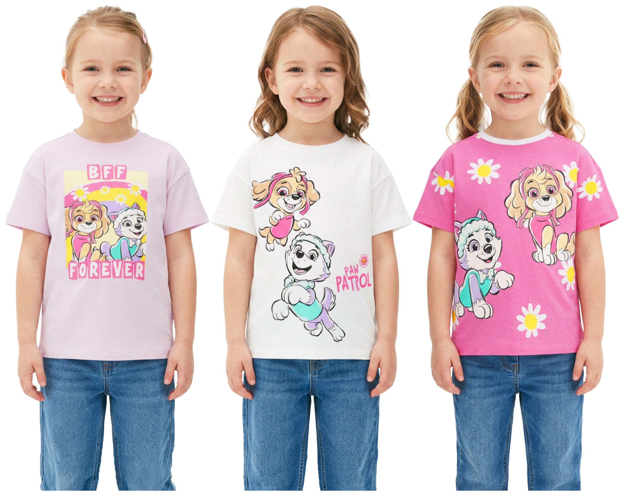 Bluey | Patrulla Canina Camisetas Niña Pack de 3, Camiseta Manga Corta Algodón, Ropa de Niña, Ropa Verano Infantil, Regalos Anime Manga