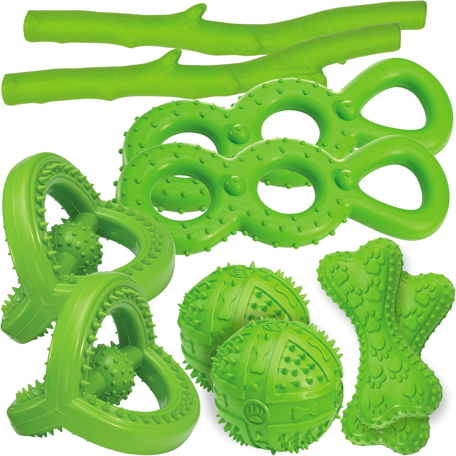 Grriggles 10 Piece Rubber Toy Packs, Green