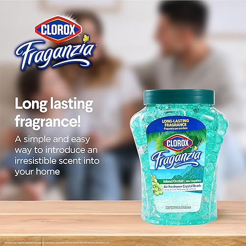 Miniatura 3 de Clorox - Aromatizante de ambiente en perlas de gel Fraganzia, con duradero aroma a Orquídeas Isleñas, para hogar, baño o automóvil, envase de 2