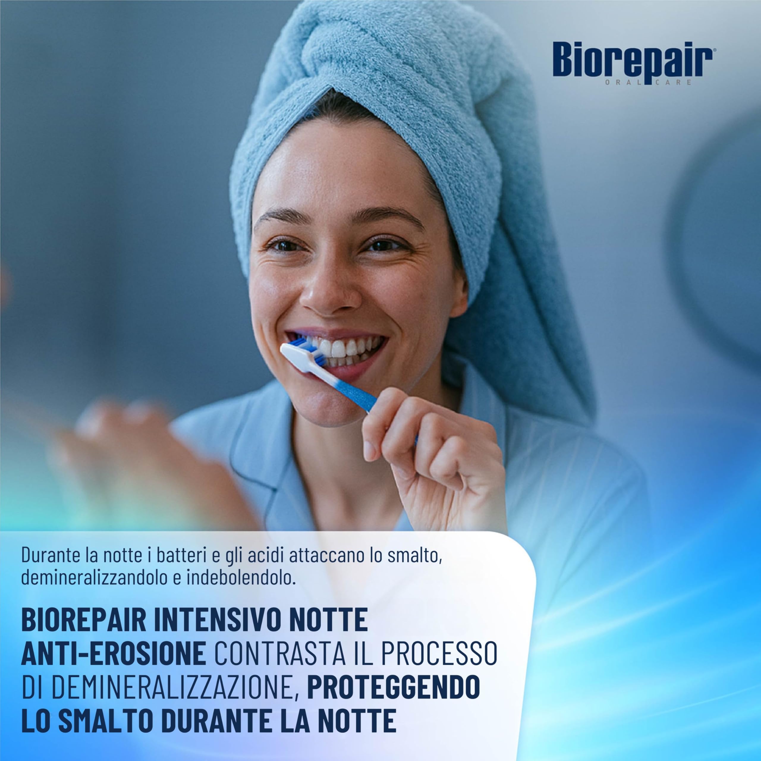Biorepair, Dentifricio Advanced Notte Azione Intensiva, Anti-Erosione Smalto, Con MicroRepair, Zinco PCA, Xilitolo, Senza Fluoro, 12x75ml