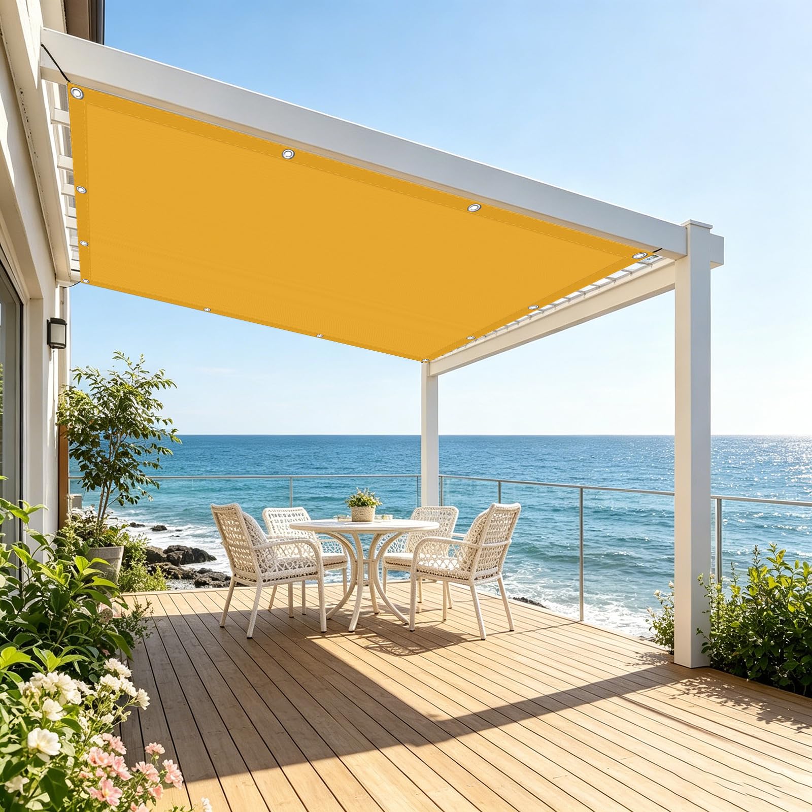 Filet d'ombrage or pour jardin extérieurterrasse et balcon pour des repas à l'abri du soleil