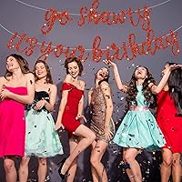 Vista 4 de BEISHIDA Cartel de «Red Go Shawty It's Your Birthday», 11.4 pies, NO DIY, cartel de feliz cumpleaños con purpurina con temática de hip hop