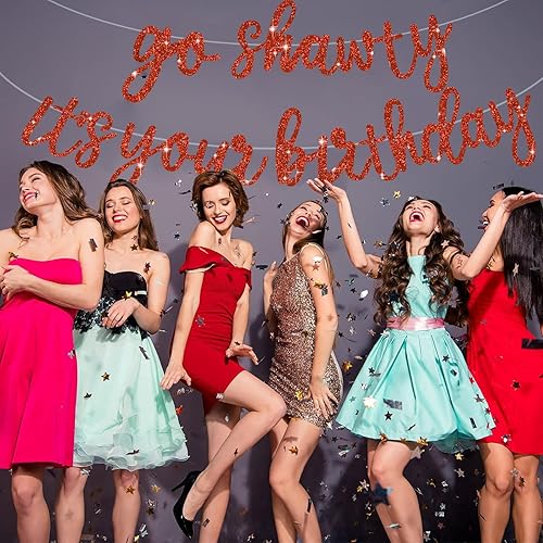 Miniatura 4 de BEISHIDA Cartel de Red Go Shawty It's Your Birthday, 11.4 pies, NO DIY, cartel de feliz cumpleaños con purpurina con temática de hip hop,