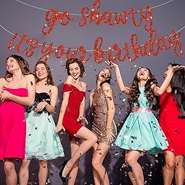 BEISHIDA Red Glitter Hip Hop Birthday Banner - 11.4 Feet, Pre-Strung, No DIY, Rap Theme, Perfect for Parties