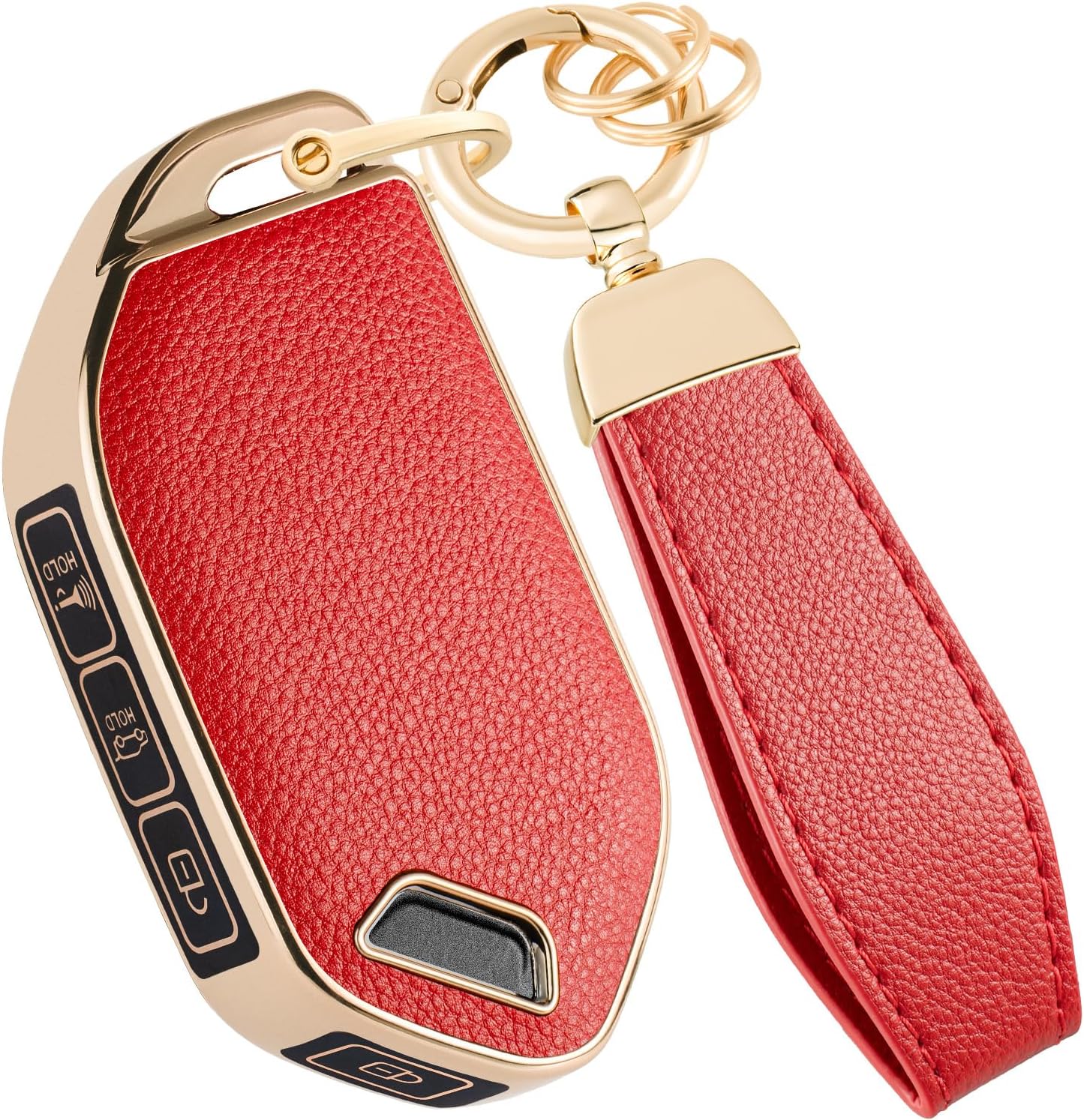 Key fob cover for KIA with Keychain, Soft TPU Leather Texture Key Case Shell for Telluride Sorento X-Line K4/K5 GT-Line EV5 Sportage 2023 2024 2025 2026, Pink