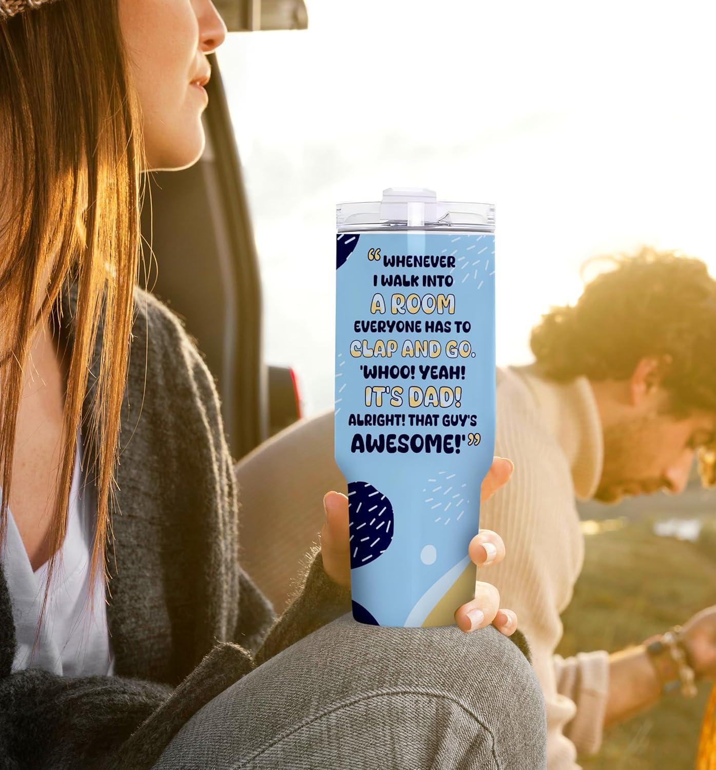 Dad Tumbler - Gifts for Daddy from Daughter, Son - Father Coffee Cup - Gifts for Father's Day - Gift for Men - Daddy Mug - Gift for Husband - It's Dad Tumbler 40Oz - Image 5