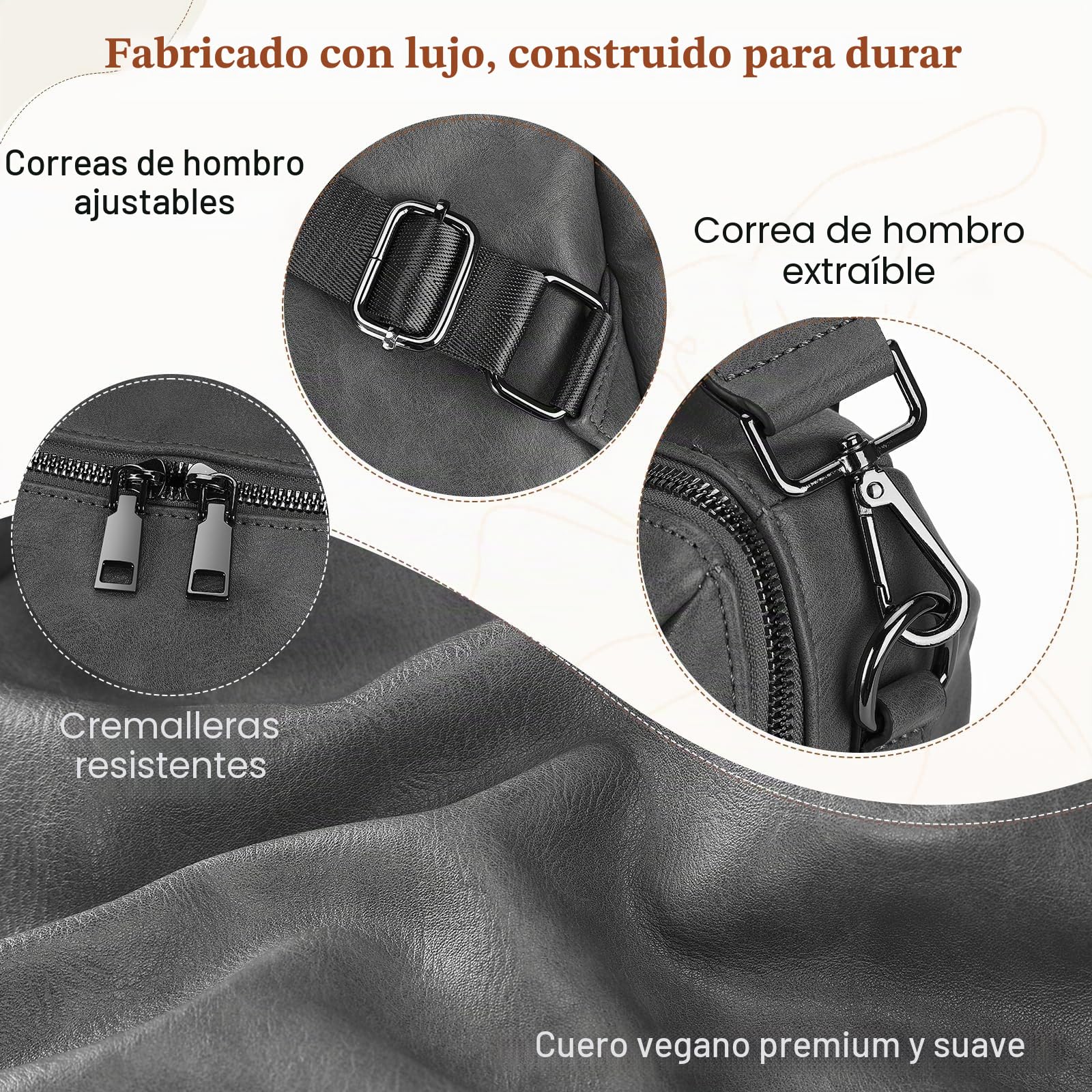 Mochila Mujer de Cuero PU Mochila Pequeña Mujer con Convertible en 2 Formas de Llevar Mochila Mujer Casual para Diario