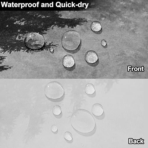 Miniatura 3 de ORTIGIA Cortina de ducha de bosque brumoso blanco y negro para baño, juego de cortinas de bosque natural con ganchos, decoración decorativa de pino