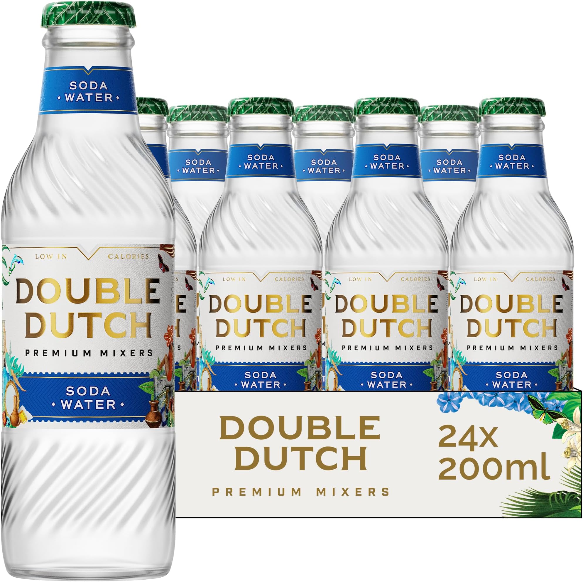 Double Dutch Soda Water | Lightly Flavoured Premium Soda Water | Gluten Free, Vegan Friendly Refreshing Soft Drink & Mixer | 24 x 200ml Bottles