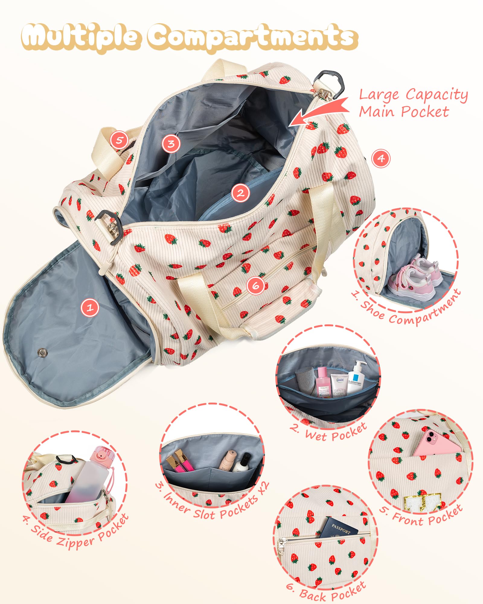 Stocking Stuffers for Kid, Girls Gym Bag, Kids Personalized Weekend Duffel Bags with Shoe Compartment, Initial Travel Tote with Makeup Bag, Gift for Ballet Dance Gymnastics Girl (Letter R)